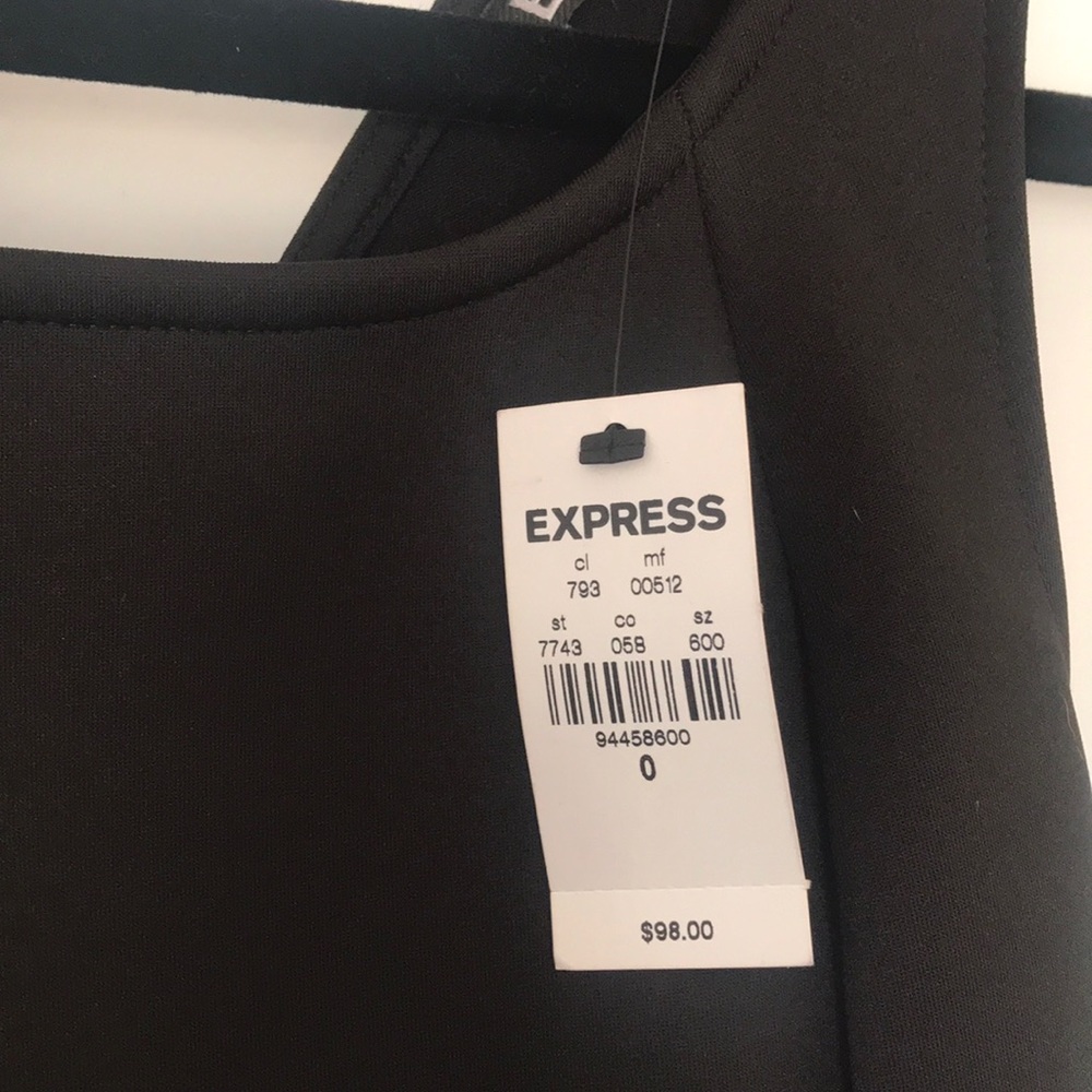Express Black Crisscross Fit & Flare Dress Sz 0 - Picture 6 of 6